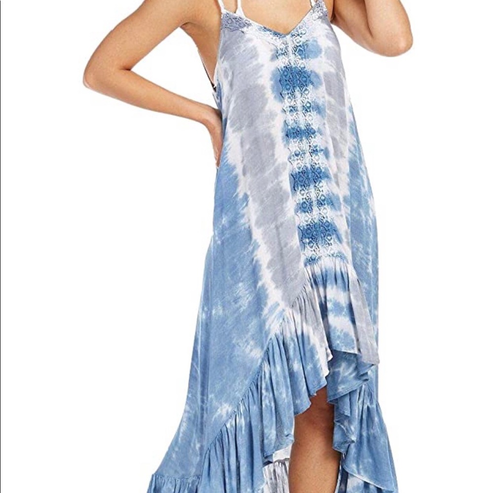 Raviya Crochet-Trim High-Low Swim Cover-up Dress